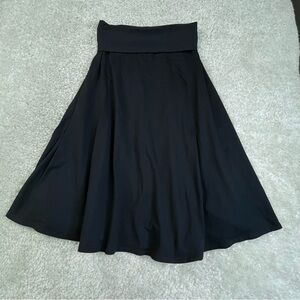 Patagonia black foldover waist midi skirt stretchy nylon spandex size small